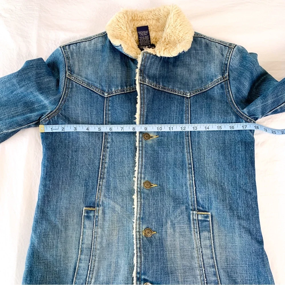 Y2K Earl Jean sherpa jacket Gilmore Girls style vintage denim jacket, size small - Picture 6 of 12